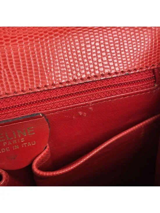 Celine Blason Logo 2-Way Shoulder Bag Leather Red - Picture 7 of 9